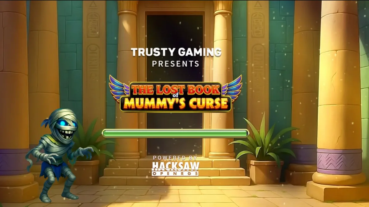 O slot The Lost Book of Mummy’s Curse com tema egípcio e mascote de múmia.