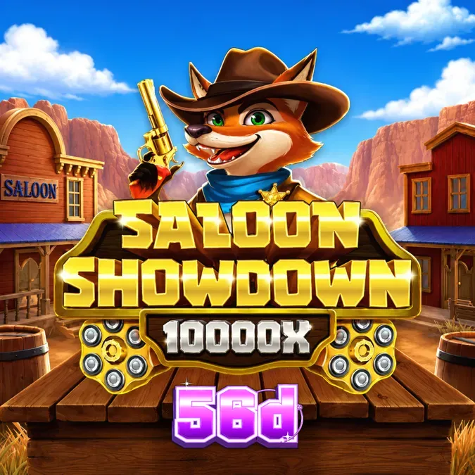 Interface do jogo Saloon Showdown 10,000x com temática de faroeste